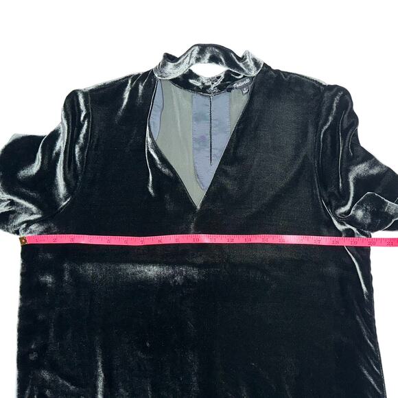 Madewell Choker Collar Short Sleeve Green Velvet Shirt Size Medium - Picture 9 of 13